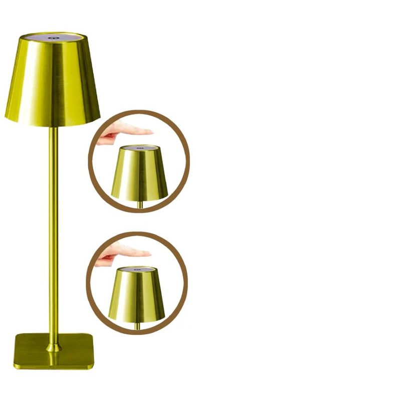 Casa si Gradina - Corpuri si surse de iluminat - Veioze si lampi - Lampi de veghe - Lampa de masa, cu touch, reincarcabila, fara fir, 3 temperaturi de culoare, aurie, 37cm - Infinity.ro