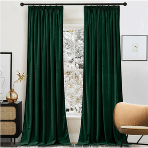 Set 2 draperii catifea, verde inchis, cu rejansa, 130X240