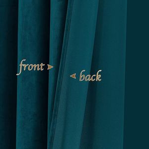 Set 2 draperii cu inele, din catifea, protectie termica, albastru inchis, 140x260