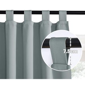 Set 2 draperii, cu prindere bride, pentru dormizor sau camera de zi, gri-albastrui, 140X245