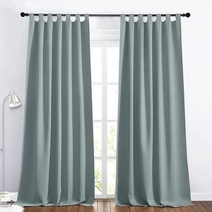 Set 2 draperii, cu prindere bride, pentru dormizor sau camera de zi, gri-albastrui, 140X245