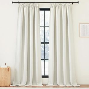 Set 2 draperii, cu rejansa, pentru dormitor, Ivoire deschis 140X220