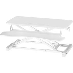 Stand de lucru, reglabil pe inaltime, pentru laptop sau computer, cu suport tastatura si suport telefon, 80X40 cm, alb