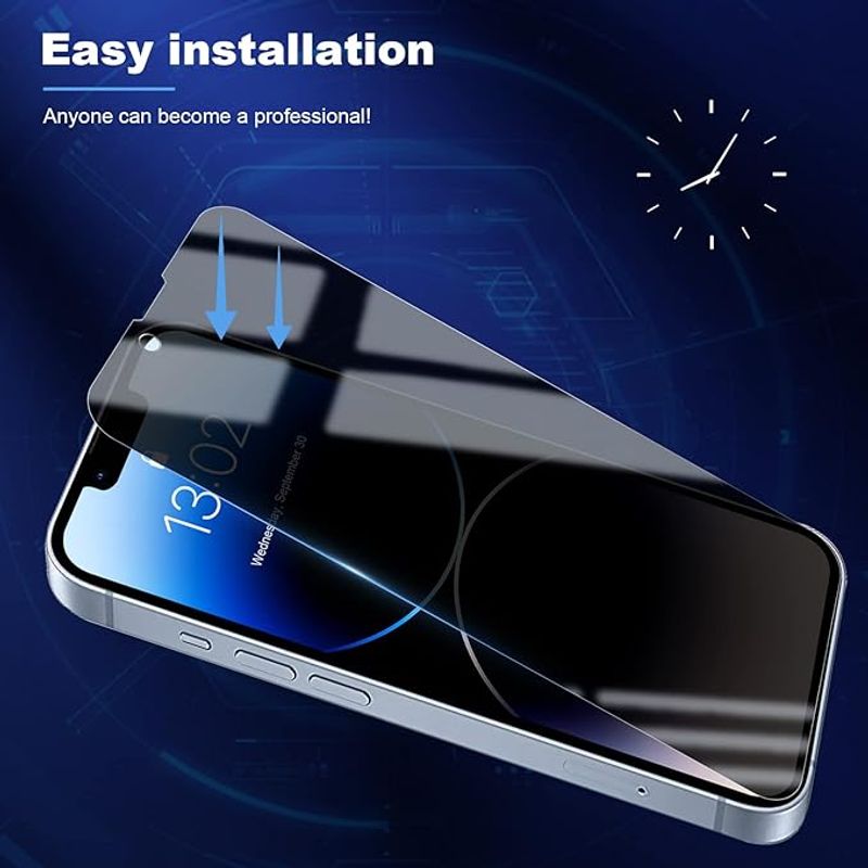 Laptop, Telefoane si Tablete - Telefoane mobile si accesorii - Accesorii Telefoane - Folii protectie telefoane - Set 2 bucati folie de sticla compatibil cu iPhone 14/13/13 PRO, usor de instalat, cu accesorii incluse - Infinity.ro