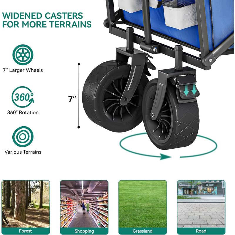 Casa si Gradina - Constructii - Depozitare, transport si protectie - Echipamente pentru transport si ridicat - Carucior pliabil pentru transport, cu masa detasabila, capacitate 100kg, roti mari cu frana, cadru rezistent - Infinity.ro