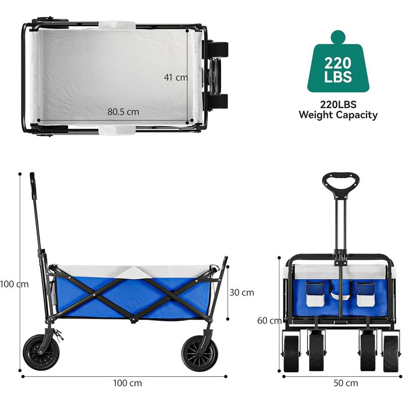 Casa si Gradina - Constructii - Depozitare, transport si protectie - Echipamente pentru transport si ridicat - Carucior pliabil pentru transport, cu masa detasabila, capacitate 100kg, roti mari cu frana, cadru rezistent - Infinity.ro