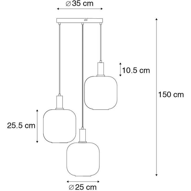 Casa si Gradina - Corpuri si surse de iluminat - Lustre si pendule - Candelabru, lampa suspendata moderna, cu 3 becuri, E27, sticla fumurie, finisaj negru auriu, reglabila pe inaltime - Infinity.ro