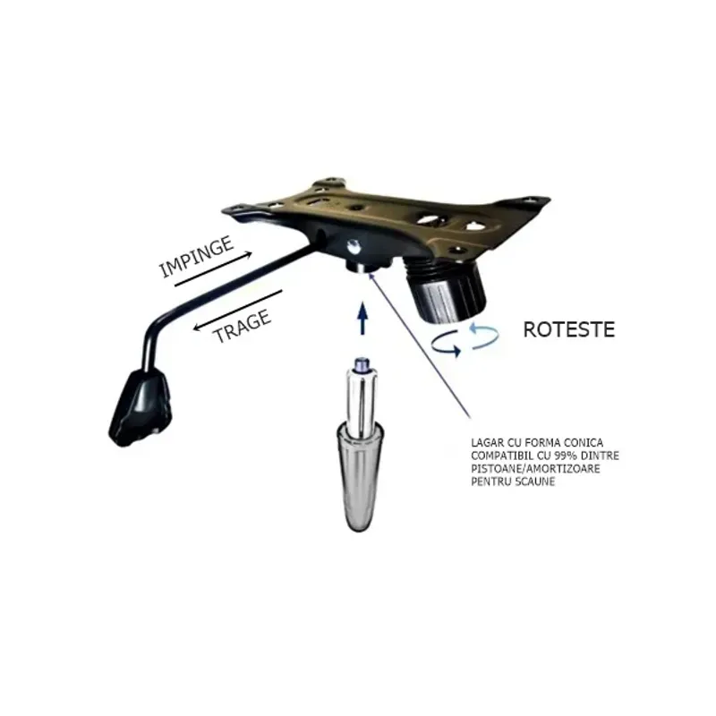 Casa si Gradina - Mobilier - Scaune si fotolii - Scaune - Set placuta balans metalica 22 cm x 15 cm, baza 60 cm , rola universala  Ø11 si cilindru piston, gaz, scaune birou - Infinity.ro