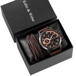 Market - Cadouri - Cadouri personalizate - Set cadou cu ceas barbatesc Migeer Casual maro si bratara vintage - Infinity.ro