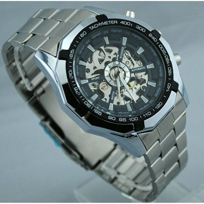 Fashion, accesorii si bijuterii - Barbati - Bijuterii barbati - Ceasuri barbati - Ceas barbatesc mecanic Winner silver business - Infinity.ro