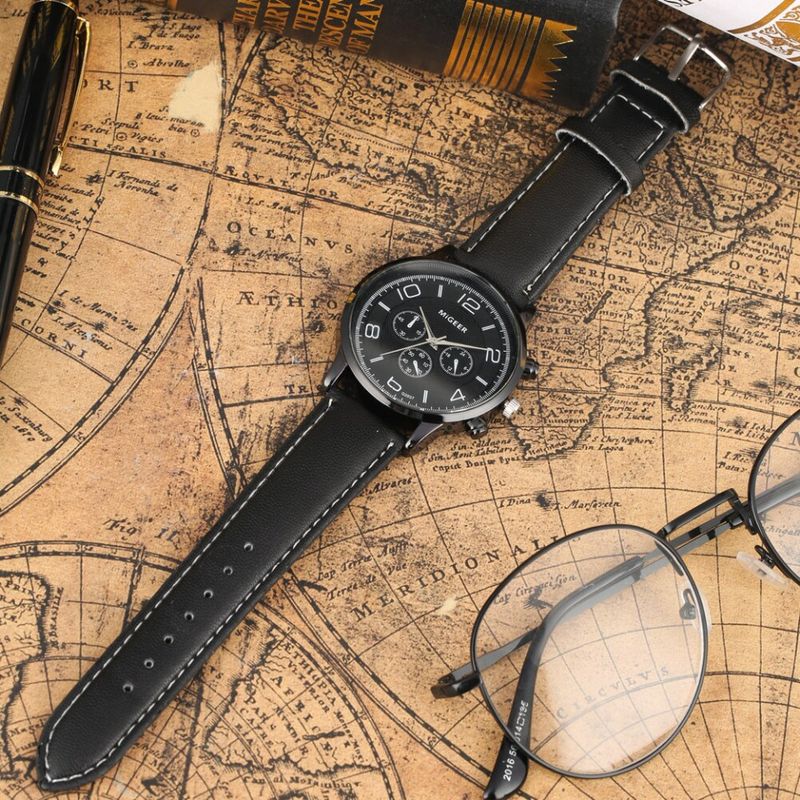 Market - Cadouri - Cadouri personalizate - Set cadou cu ceas barbatesc Migeer TZ008 si trei bratari maro - Infinity.ro