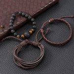 Market - Cadouri - Cadouri personalizate - Set cadou cu ceas barbatesc Migeer TZ008 si trei bratari maro - Infinity.ro