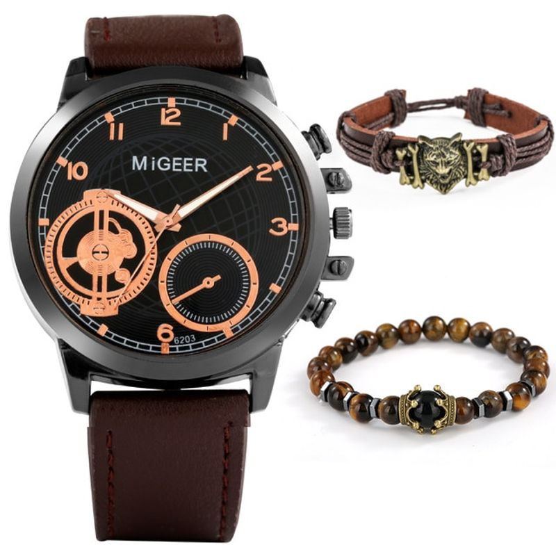 Market - Cadouri - Cadouri personalizate - Set cadou cu ceas barbatesc Migeer si doua bratari - Infinity.ro