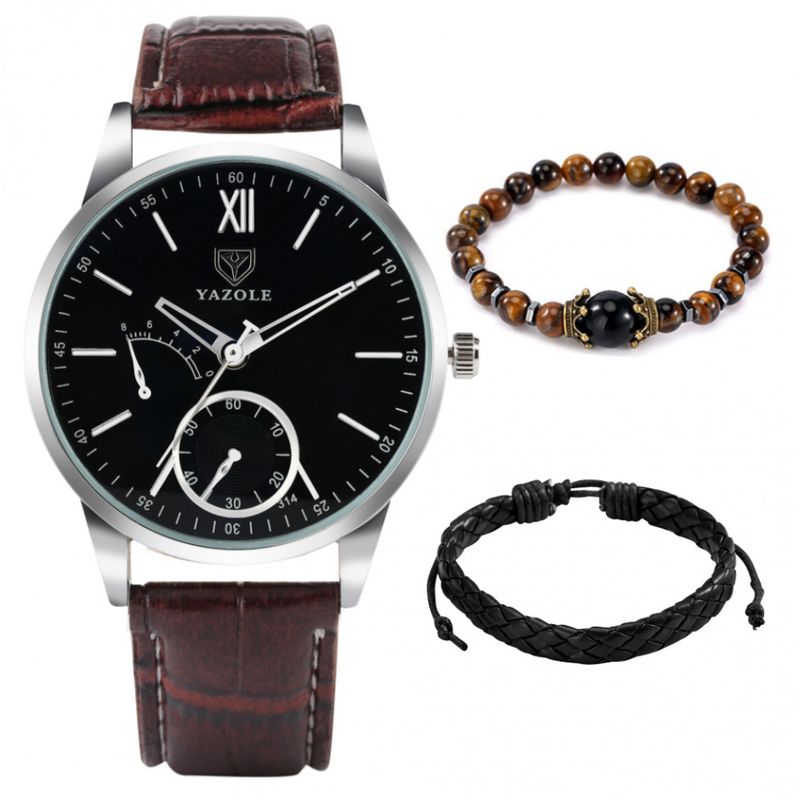 Market - Cadouri - Cadouri personalizate - Set cadou cu ceas barbatesc Yazole TZ046 si doua bratari elegante - Infinity.ro