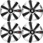 Auto si Moto - Anvelope si jante - Accesorii roti - Capace roti - Set 4 Capace Roti GTX Carbon Gri-Negru R14, Pentru Seat - Infinity.ro