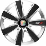 Auto si Moto - Anvelope si jante - Accesorii roti - Capace roti - Set 4 Capace Roti GTX Carbon Gri-Negru R14, Pentru Alfa Romeo - Infinity.ro