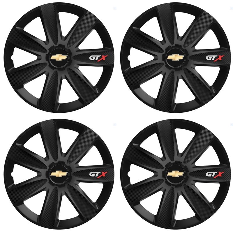 Auto si Moto - Anvelope si jante - Accesorii roti - Capace roti - Set 4 Capace Roti GTX Carbon Negru R15, Pentru Chevrolet - Infinity.ro