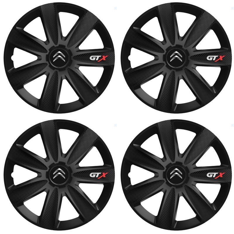 Auto si Moto - Anvelope si jante - Accesorii roti - Capace roti - Set 4 capace Roti Gtx Carbon Negru R14, Pentru Citroen - Infinity.ro