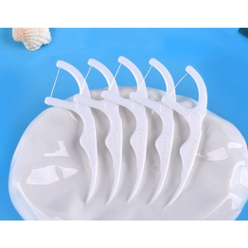 Ingrijire personala si Cosmetice - Igiena dentara - Rezerve si accesorii - Ata dentara Fawnmum cu maner, 50 bucati - Infinity.ro