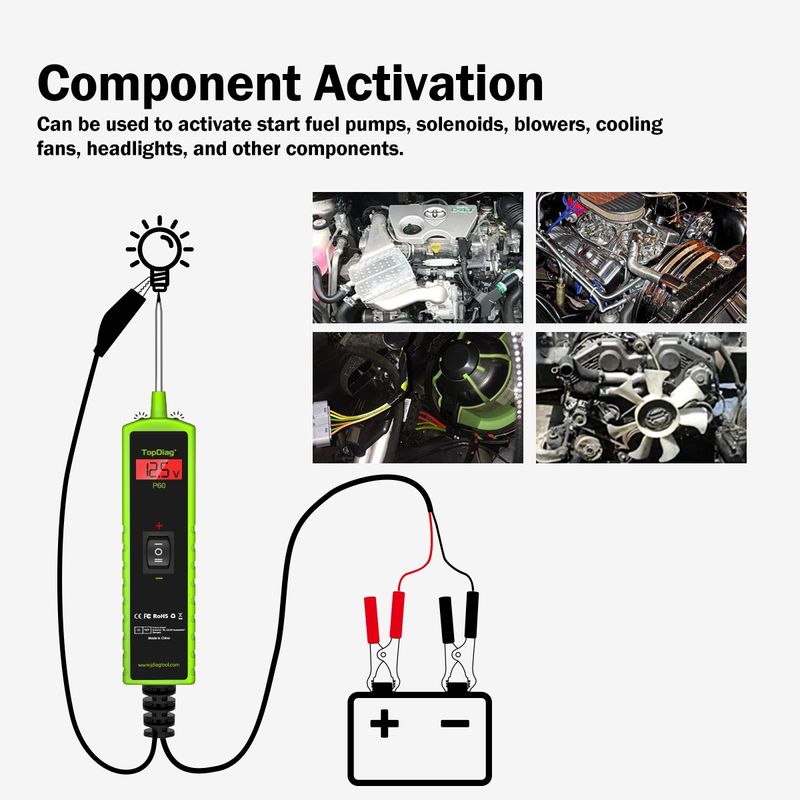 Auto si Moto - Reparatii si depanare - Scule auto - Testere si multimetre - Tester Circuite Electrice Auto TopDiag P60, 6-30V, Diagnostic cu afisaj LCD, Detectie Scurtcircuit - Infinity.ro