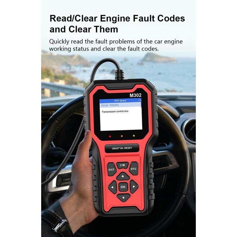 Auto si Moto - Reparatii si depanare - Sisteme de diagnoza - Tester Diagnoza Auto Techstar M302, OBD II, Resetare Oil Service, Live Data, Test senzor O2, Printare cloud cod QR - Infinity.ro