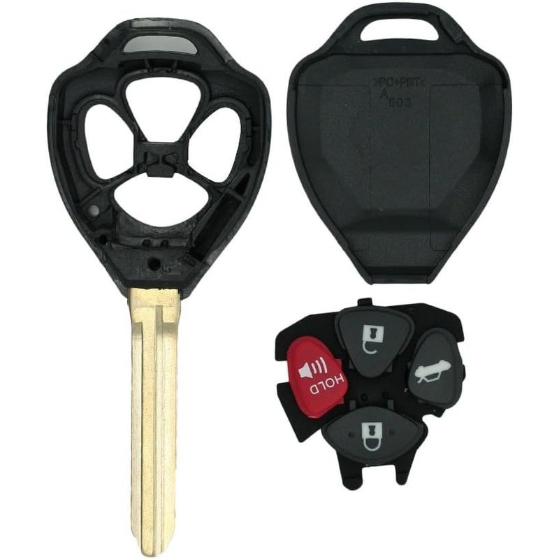 Auto si Moto - Electronice auto - Accesorii electronice auto - Carcasa Cheie Auto 4 Butoane Compatibila Toyota Corolla, RAV4, Yaris, Camry, Avalon – model 3+1 cu buton rosu PANIC - Infinity.ro