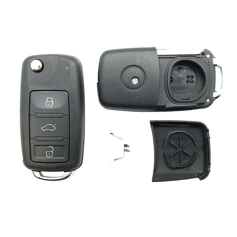 Auto si Moto - Electronice auto - Accesorii electronice auto - Carcasa cheie auto Techstar tip briceag cu 3 butoane pentru Volkswagen – model pliabil, carcasa nedetasabila - Infinity.ro