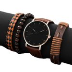 Market - Cadouri - Cadouri personalizate - Set cadou cu ceas barbatesc CH0033 maro si trei bratari elegante - Infinity.ro