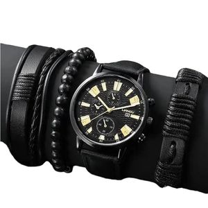 Set cadou cu ceas barbatesc Liandu CH0006 si trei bratari elegante