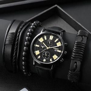 Set cadou cu ceas barbatesc Liandu CH0006 si trei bratari elegante