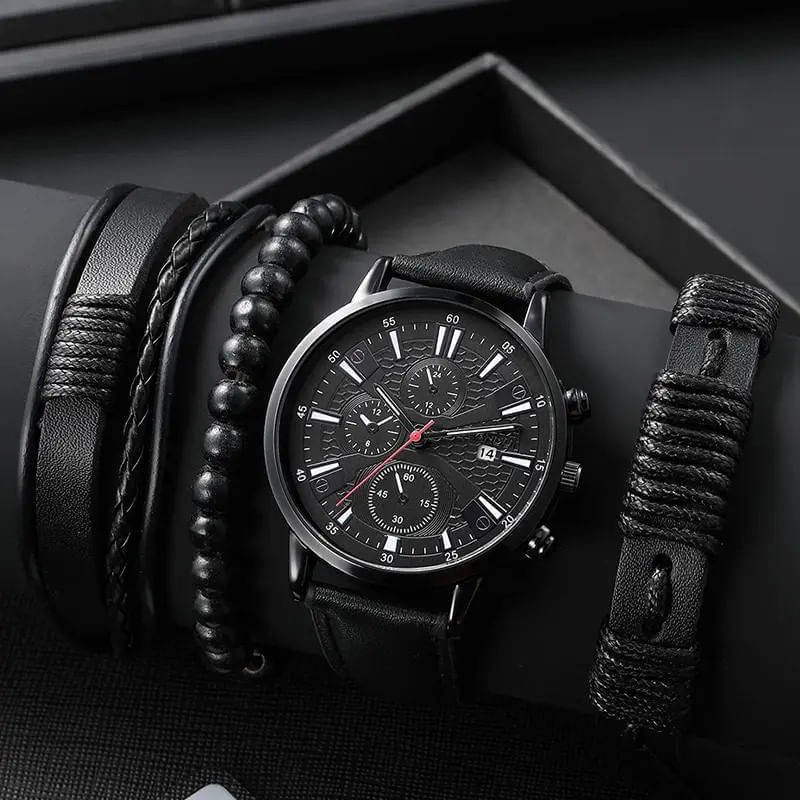 Fashion, accesorii si bijuterii - Barbati - Bijuterii barbati - Ceasuri barbati - Set cadou cu ceas barbatesc Liandu CH0006 si trei bratari elegante - Infinity.ro