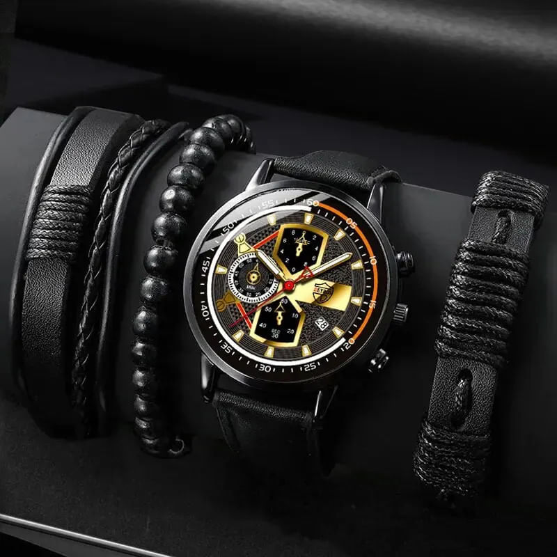 Market - Cadouri - Cadouri personalizate - Set cadou cu ceas barbatesc Deyros ZH11769SODV si trei bratari elegante - Infinity.ro