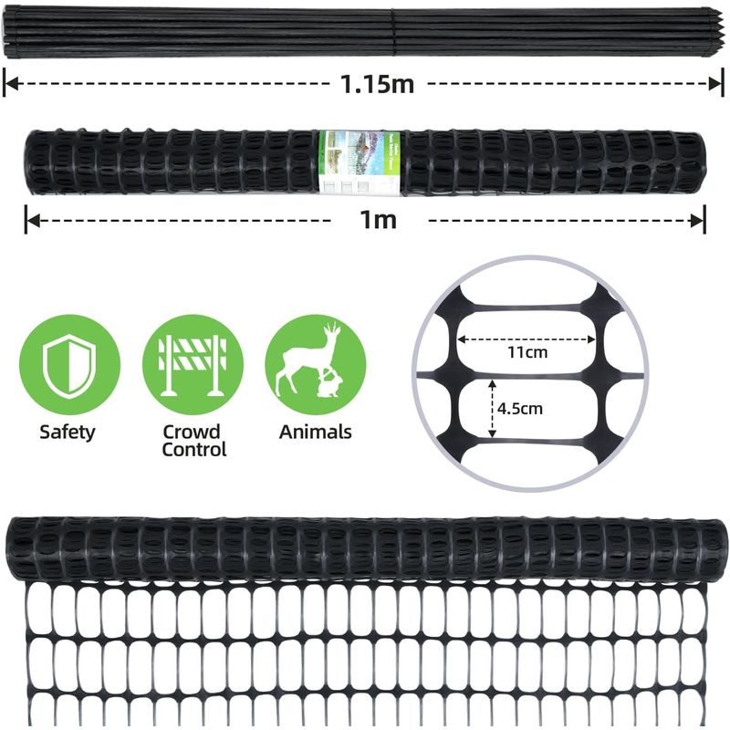 Casa si Gradina - Gradina si terasa - Garduri, panouri si accesorii - Plasa de gard din plastic, 1x30 m, rezistenta UV, protectie pentru gradina, animale, santiere, negru - Infinity.ro