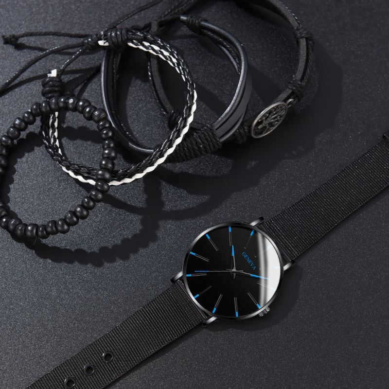 Market - Cadouri - Cadouri personalizate - Set cadou cu ceas barbatesc Geneva XR4451 si patru bratari elegante - Infinity.ro