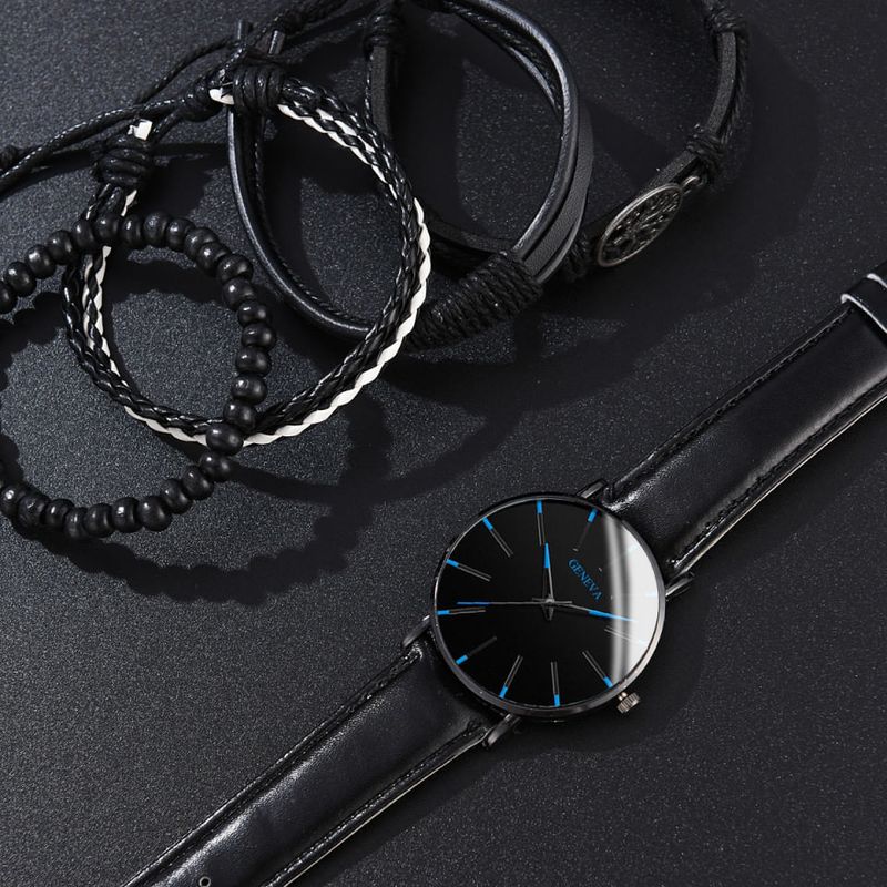 Market - Cadouri - Cadouri personalizate - Set cadou cu ceas barbatesc Geneva XR4451 si patru bratari elegante - Infinity.ro