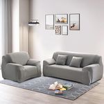 Casa si Gradina - Textile si covoare - Huse pentru mobilier - Husa elastica pentru canapea cu 2 locuri si doua huse pentru perna, antiderapanta, 140-180 cm, gri - Infinity.ro