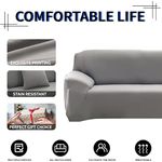 Casa si Gradina - Textile si covoare - Huse pentru mobilier - Husa elastica pentru canapea cu 2 locuri si doua huse pentru perna, antiderapanta, 140-180 cm, gri - Infinity.ro