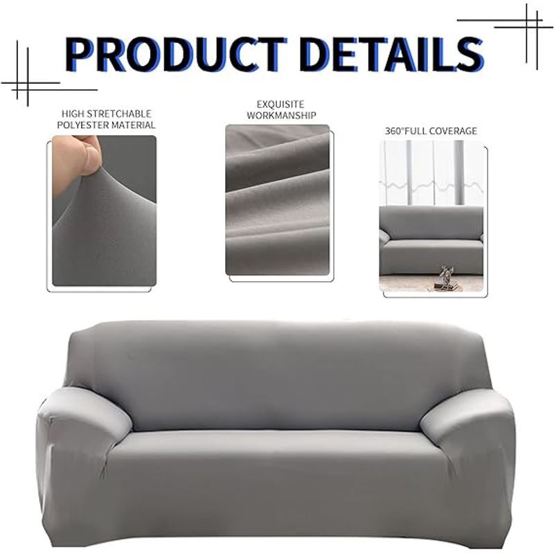 Casa si Gradina - Textile si covoare - Huse pentru mobilier - Husa elastica pentru canapea cu 2 locuri si doua huse pentru perna, antiderapanta, 140-180 cm, gri - Infinity.ro