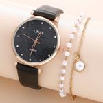 Market - Cadouri - Cadouri personalizate - Set cadou cu ceas de dama Linjie LIN-BL si bratara clasica - Infinity.ro