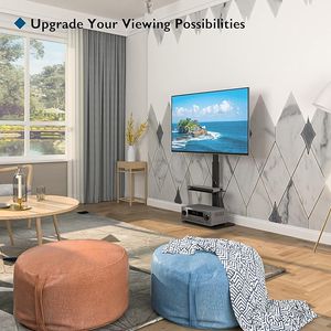 Suport de podea, pentru TV, 30-70 inch, inaltime reglabila, 2 rafturi de sticla, 40KG, VESA 600x400mm