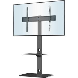 Suport de podea, pentru TV, 30-70 inch, inaltime reglabila, 2 rafturi de sticla, 40KG, VESA 600x400mm