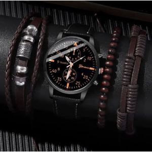 Set cadou cu ceas barbatesc Geneva Viking si trei bratari elegante