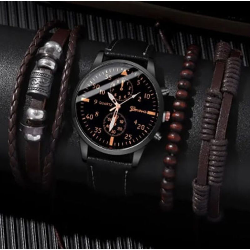 Market - Cadouri - Cadouri personalizate - Set cadou cu ceas barbatesc Geneva Viking si trei bratari elegante - Infinity.ro