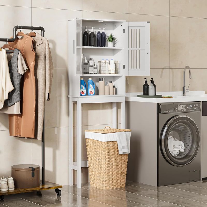 Casa si Gradina - Mobilier - Mobilier baie - Corpuri baie - Dulap de baie cu rafturi pentru depozitare, economisire spatiu, 60X20X170 cm, alb - Infinity.ro