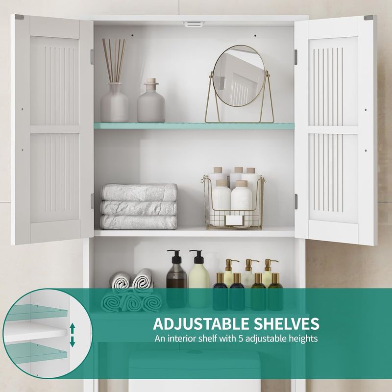 Casa si Gradina - Mobilier - Mobilier baie - Corpuri baie - Dulap de baie cu rafturi pentru depozitare, economisire spatiu, 60X20X170 cm, alb - Infinity.ro