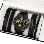 Market - Cadouri - Cadouri personalizate - Set cadou cu ceas barbatesc Shaarms auriu si patru bratari elegante - Infinity.ro