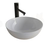 Casa si Gradina - Sanitare - Lavoar baie si accesorii - Lavoare si piedestale - Lavoar pentru baie, rotund, montaj pe blat, din ceramica, efect de lotus, preaplin, alb - Infinity.ro