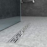 Casa si Gradina - Constructii - Materiale constructii - Sisteme de scurgere - Rigola pentru scurgere dus, otel inoxidabil, cu perforaje dreptunghiulare, 80cm, gri - Infinity.ro