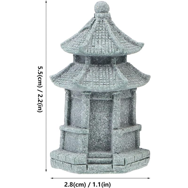 Casa si Gradina - Gradina si terasa - Decoratiuni exterior - Ornamente gradina - Figurina pentru gradina, Pogoda chineza, 3 bucati, decoratiune exterioara, dimensiuni mici, 5.5 X 2.8 cm, gri - Infinity.ro