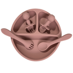 Jucarii, Copii si Bebe - Hrana si alaptare - Biberoane, suzete si accesorii hranire - Articole hranire bebelusi - Set piese hranire bebelusi, diversificare, silicon, baveta, farfurie, bol cu ventuza, lingurita si furculita, cana - Infinity.ro